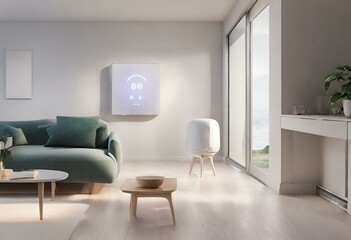 Fototapeta na wymiar modern living room with interior and modern IT equipments