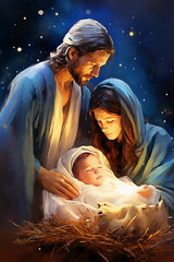 create a nativity jesus holding a baby in his arms
