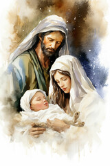 create a nativity jesus holding a baby in his arms © msroster
