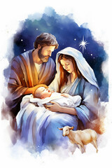 create a nativity jesus holding a baby in his arms © msroster