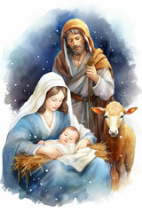 create a nativity jesus holding a baby in his arms