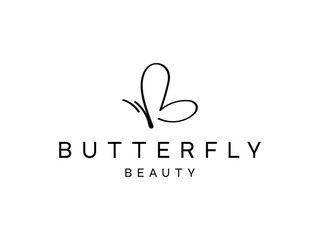 Fototapeta premium abstract butterfly hand drawn creative line logo design