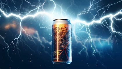 Foto op Plexiglas a can of energy drink with lightning © msroster