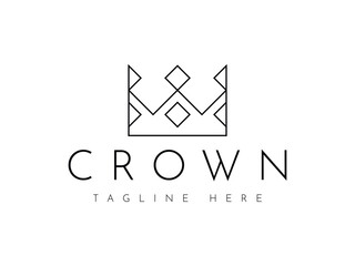 luxury crown king queen line logo design