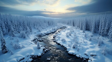 Obraz premium Aerial Top View Snow Covered Forest, Ultra Bright Colors, Background Images , Hd Wallpapers