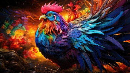 Obraz premium Chicken Farm Rural Stable Lots Chickens, Ultra Bright Colors, Background Images , Hd Wallpapers