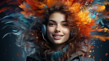 Obraz na płótnie Canvas Cheerful Young Man Girl Resting Winter, Ultra Bright Colors, Background Images , Hd Wallpapers