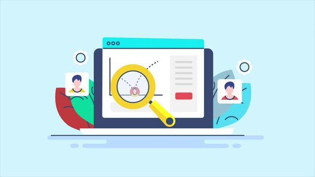 Analytics SEO data, website bounce rate, visitors web traffic flow, content optimization conceptual digital marketing technology video animation.