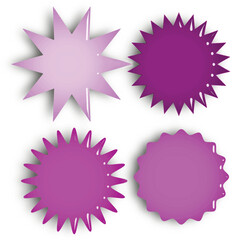 Set of blank pink glass labels various shape isolated on black background. Vector illustration
