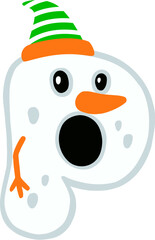 Snow Man Letter P