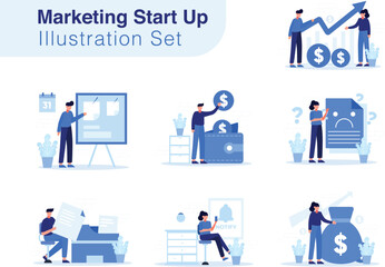 Marketing Start Up Illustration Set
