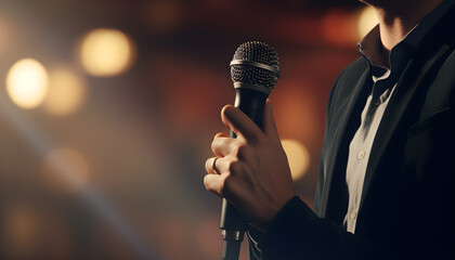 Hand singer holding microphone