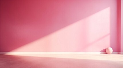 
Beautiful original background image of an empty space in pink tones with a play of light and shadow on the wall and floor for design or creative work.