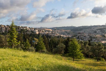 Fototapeta na wymiar Skyline view of the Old City of Jerusalem looking north