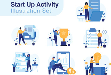 Obraz na płótnie Canvas Start Up Activity Illustration Set