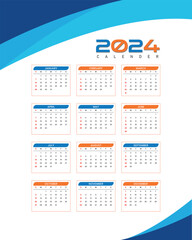  stylish 2024 new year calendar design template a full page design vector