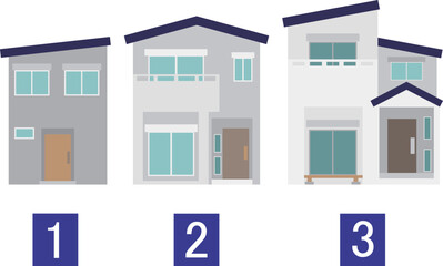 耐震等級をイメージした住宅のイラストセット