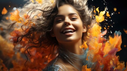 Obraz na płótnie Canvas Photo Young Beautiful Smiling Good Mood, Ultra Bright Colors, Background Images , Hd Wallpapers