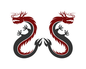 two Chinese dragon icon