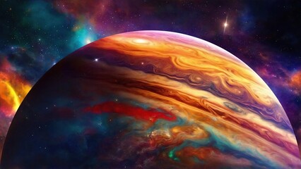 Planet Jupiter, concept art. Cosmic art. Galactic art. 4K - 8K - 12K TV. Generative AI.