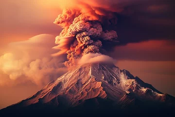 Fotobehang View of massive volcano eruption © mihrzn