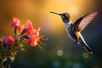 Agile Hummingbird in Floral Embrace