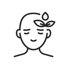 Aromatherapy Help Icon. Vector Isolated Linear Editable Sign of Natural SPA Remedy for Pain. Symbol for Essential Oil Use in Alleviating Symptoms of Stress and Headaches