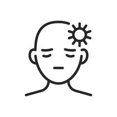 Photophobia Headache Icon. Vector Outline Editable Isolated Sign of Visual Light Sensitivity and Migraine Symptom Representation.