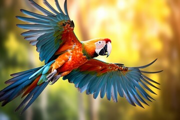 Macaw's Vivid Plumage Display