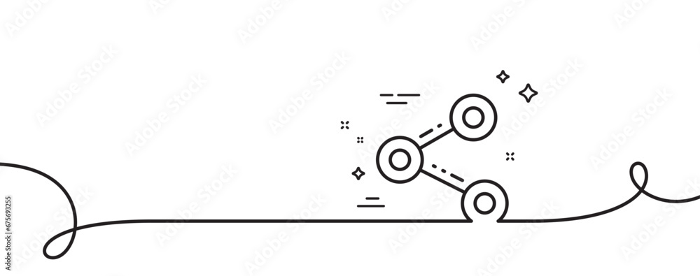 Poster share line icon. continuous one line with curl. social media sign. follow symbol. share single outli