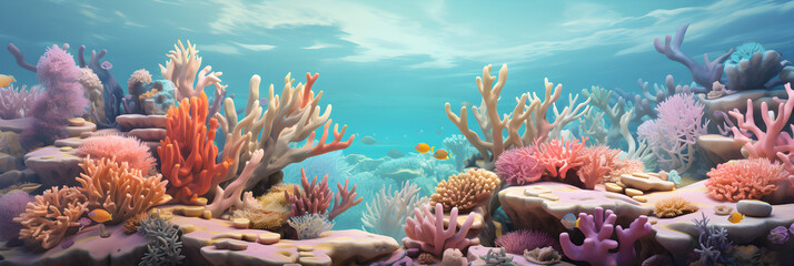 Fototapeta na wymiar underwater coral reef abstract 3D segmentation art background
