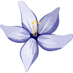 Naklejka premium Blue Floral Watercolor Illustration PNG Transparent Background