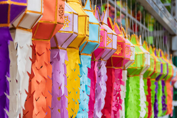 Lanna lanterns are used to decorate buildings or temple for beauty and create auspiciousness.