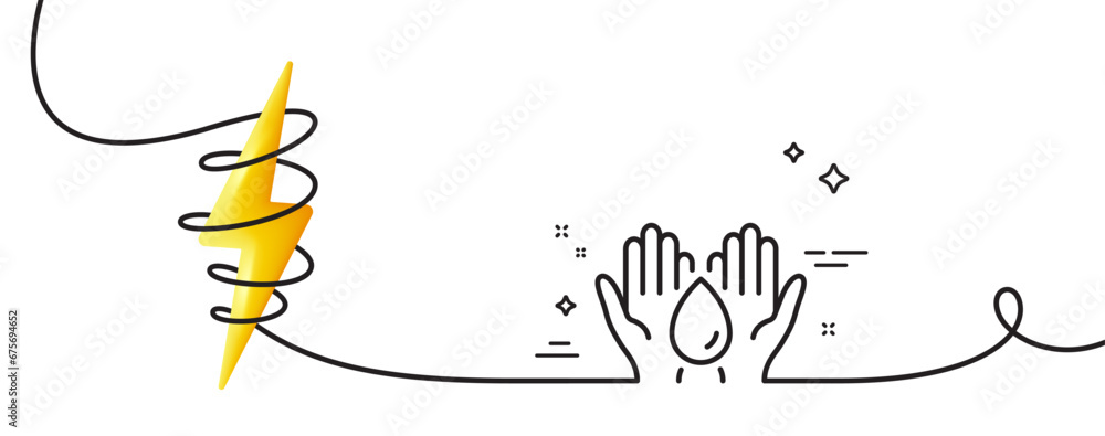 Poster safe water line icon. continuous one line with curl. fluid sign. ecology energy symbol. safe water s