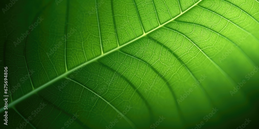Poster the close-up of leaf texture in green abstract nature background with a soft focus. exuberant image.