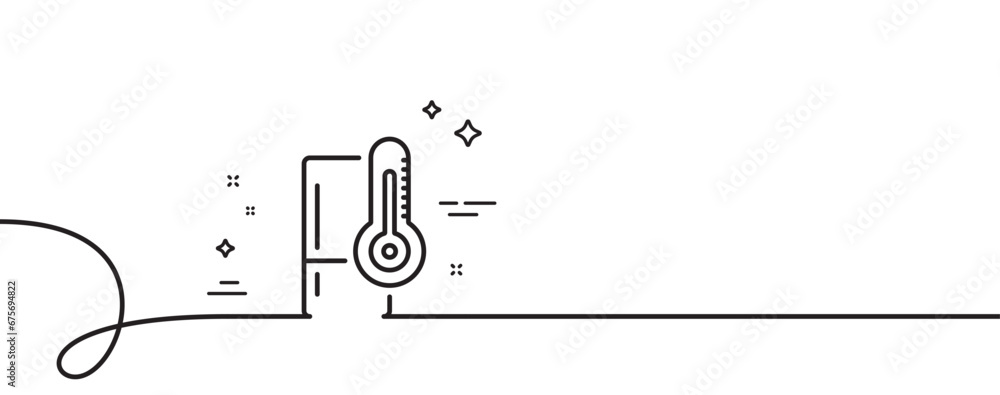 Poster single chamber refrigerator line icon. continuous one line with curl. fridge sign. freezer storage s