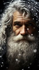 Portrait of Santa Claus in Snowfall

