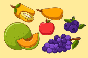 Set Collection of Fruit Element Design