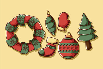 Set Collection of Christmas Decoration Element Design