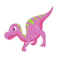 Cute Dinosaurs seamless pattern. Children pattern with dinos, palms and berries. Perfect for fashion clothes, shirt, fabrics, textiles. Scandinavian design. Vector Kids pink dino.
