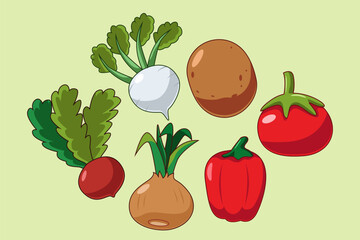 Set Collection of Vegetable Element Design