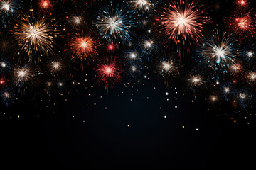 Fireworks background with space for your text. Vector Illustration. 