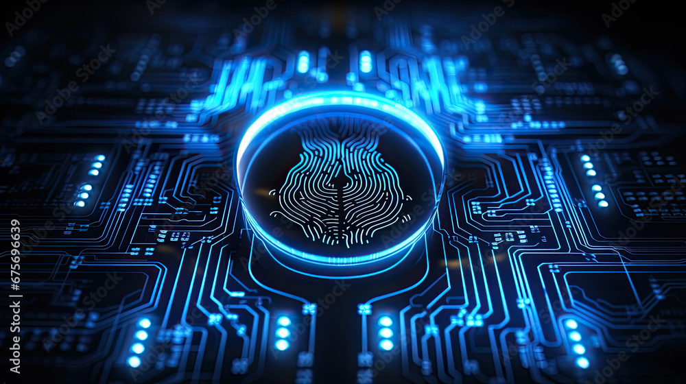 Poster digital fingerprint scanner, scan biometric identity and access password thru fingerprint, concept o