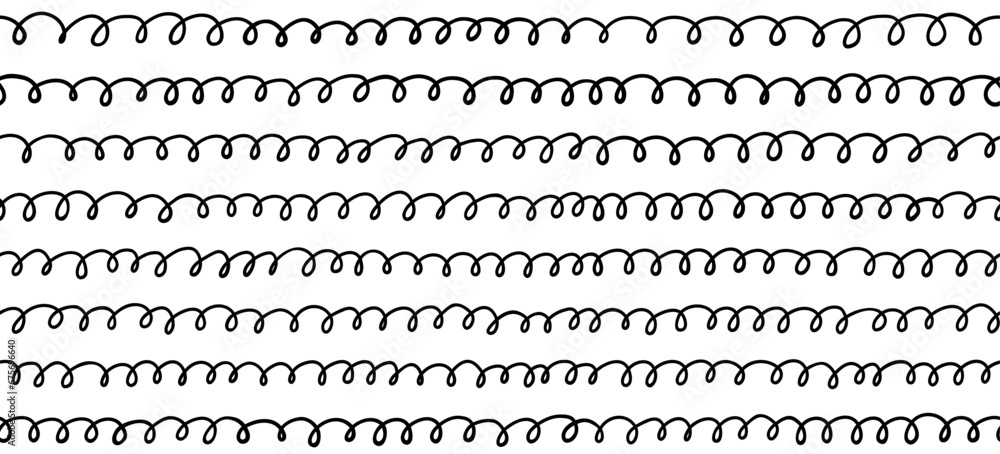 Poster doodle loop seamless pattern. abstract black horizontal hand drawn loop lines seamless pattern. geom