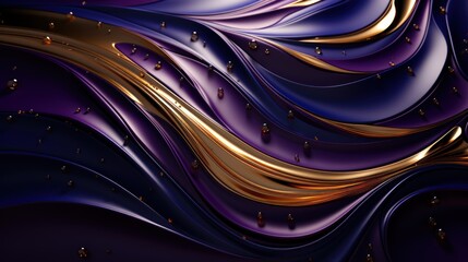 Sweeping Elegance: A Luxurious Dance of Golden Swirls on a Deep Purple Canvas - generative ai