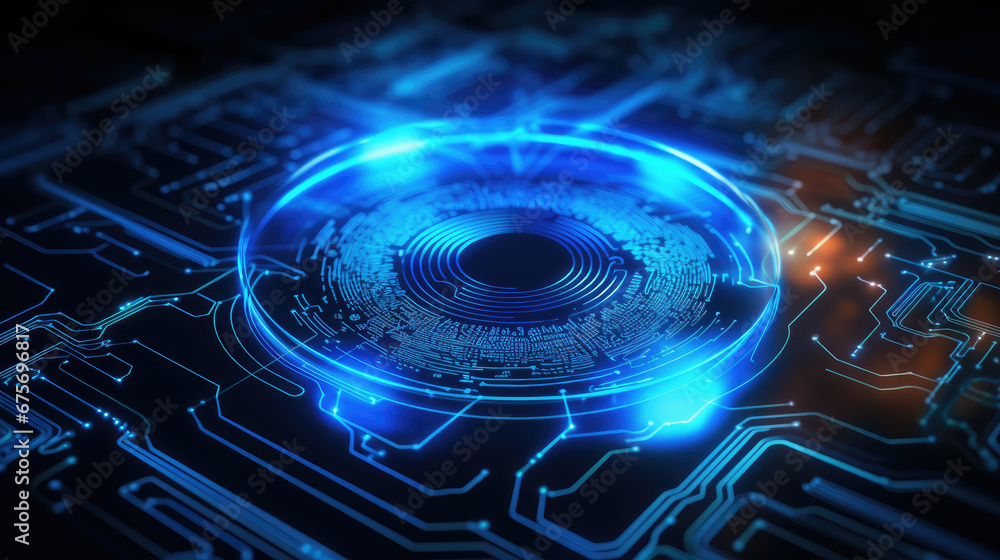Poster digital fingerprint scanner, scan biometric identity and access password thru fingerprint, concept o