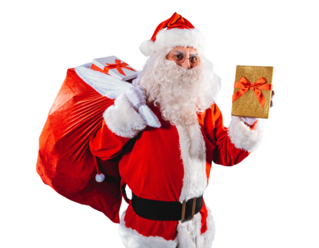 Happy  santa claus is ready to deliver christmas gifts