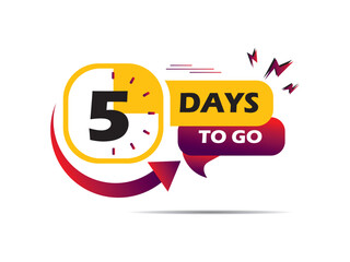 5 days to go last countdown icon. five day go sale price offer promo deal timer, 5 day only banner, five day to go,