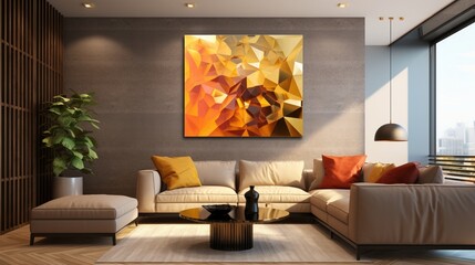Fototapeta premium Golden Hues Illuminate 3D Pop Art Wall Art. Diverse Color Range.