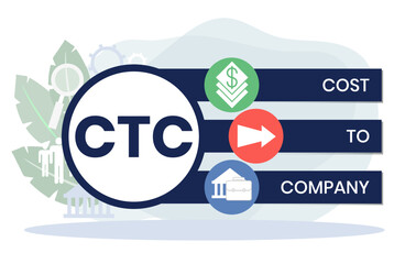 CTC - Cost To Company acronym. business concept background. vector illustration concept with keywords and icons. lettering illustration with icons for web banner, flyer